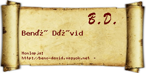 Benő Dávid névjegykártya